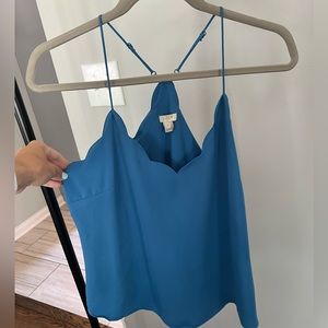 Women’s J Crew Blue Scalloped Neckline Drapey Cami | Size 6
